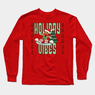 Gingerbread Man Snowboarding Holiday Vibes Long Sleeve T-Shirt